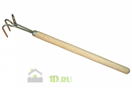Рыхлитель 4-зубый большой с деревянной ручкой 4-4 цинк /0120023