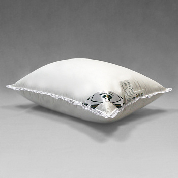 Подушка Natures Идеальное приданое ИП-П-3-2 пуховая средняя 50х68 см белая декорирована кружевом